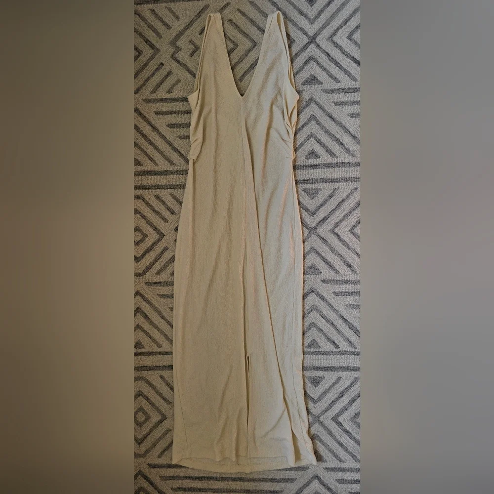 Anthropologie Free People Lyla Beach Ruched Maxi Dress in Summer Khaki - Picture 5 of 8